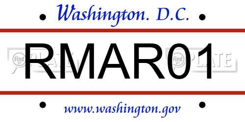 RMAR01 District Of Columbia License Plate