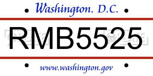 RMB5525 District Of Columbia License Plate