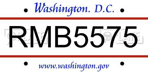 RMB5575 District Of Columbia License Plate