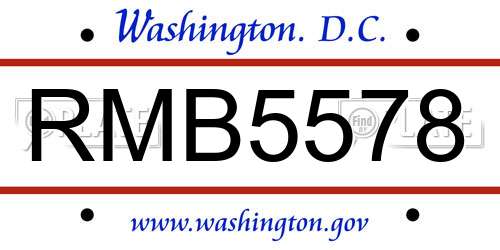 RMB5578 District Of Columbia License Plate