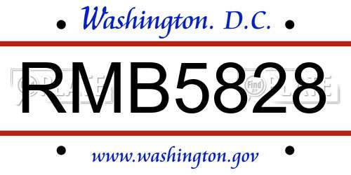 RMB5828 District Of Columbia License Plate