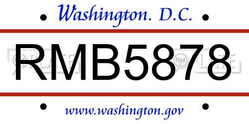 RMB5878 District Of Columbia License Plate