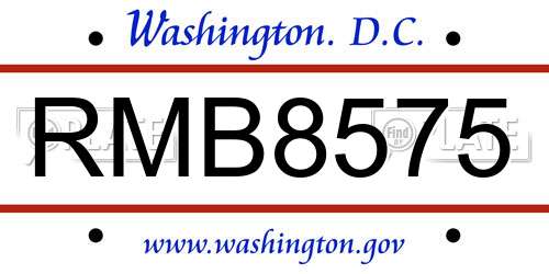 RMB8575 District Of Columbia License Plate