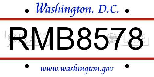 RMB8578 District Of Columbia License Plate