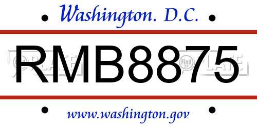 RMB8875 District Of Columbia License Plate
