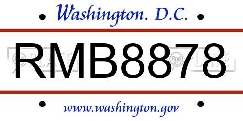 RMB8878 District Of Columbia License Plate