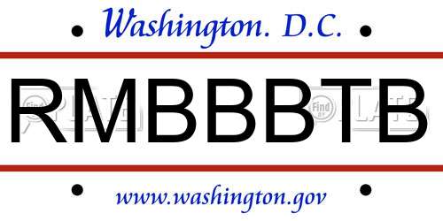 RMBBBTB District Of Columbia License Plate