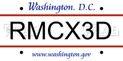 RMCX3D District Of Columbia License Plate