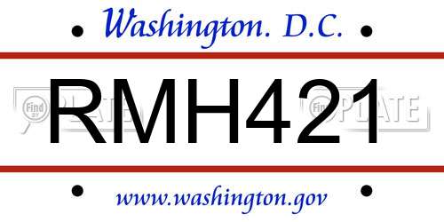 RMH421 District Of Columbia License Plate