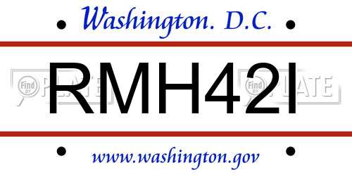 RMH42I District Of Columbia License Plate