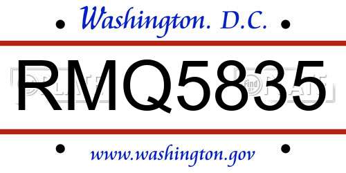 RMQ5835 District Of Columbia License Plate
