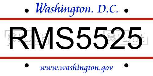 RMS5525 District Of Columbia License Plate