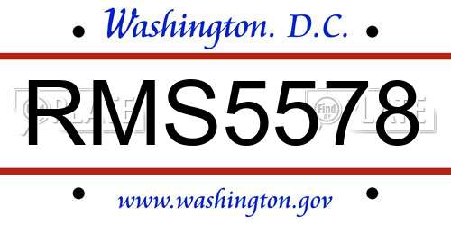 RMS5578 District Of Columbia License Plate