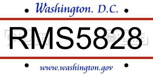 RMS5828 District Of Columbia License Plate