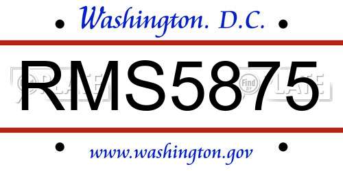 RMS5875 District Of Columbia License Plate