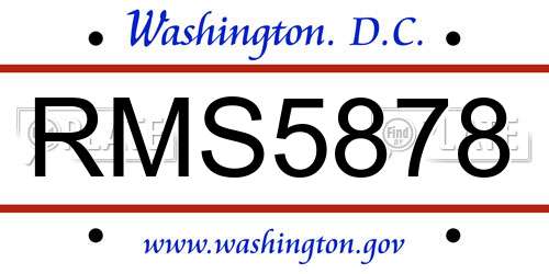 RMS5878 District Of Columbia License Plate