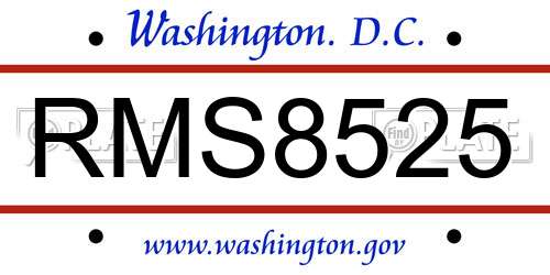 RMS8525 District Of Columbia License Plate
