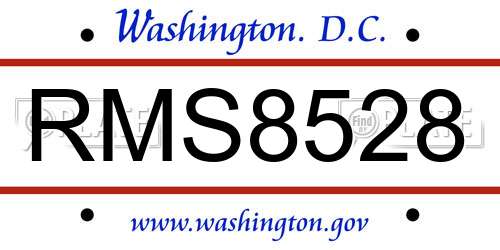 RMS8528 District Of Columbia License Plate