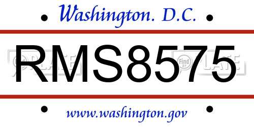RMS8575 District Of Columbia License Plate