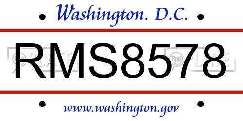 RMS8578 District Of Columbia License Plate