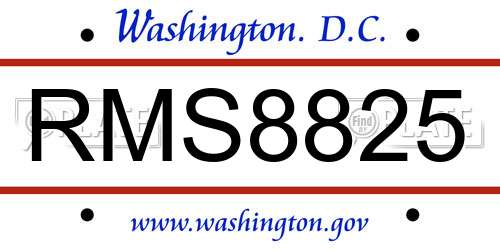 RMS8825 District Of Columbia License Plate