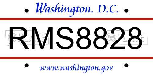 RMS8828 District Of Columbia License Plate