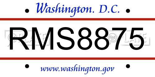 RMS8875 District Of Columbia License Plate