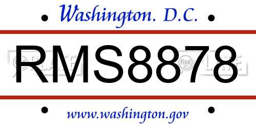 RMS8878 District Of Columbia License Plate