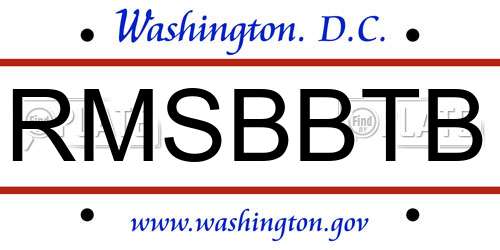 RMSBBTB District Of Columbia License Plate