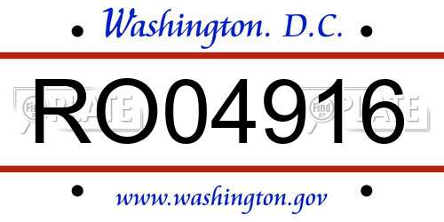 RO04916 District Of Columbia License Plate