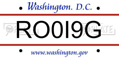 RO0I9G District Of Columbia License Plate