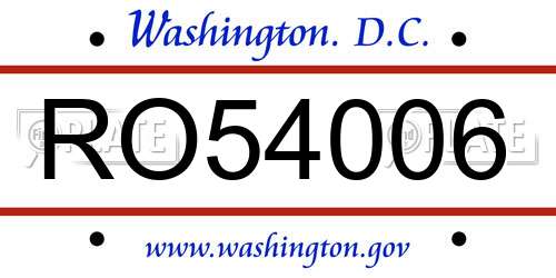 RO54006 District Of Columbia License Plate