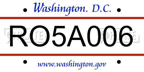 RO5A006 District Of Columbia License Plate
