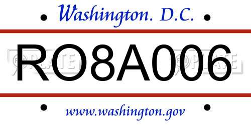 RO8A006 District Of Columbia License Plate