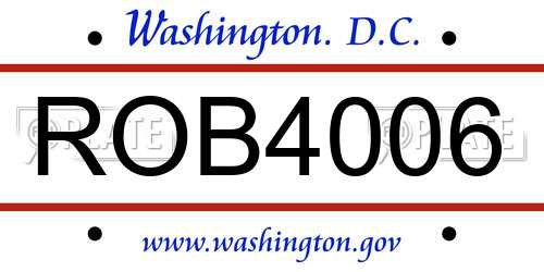 ROB4006 District Of Columbia License Plate