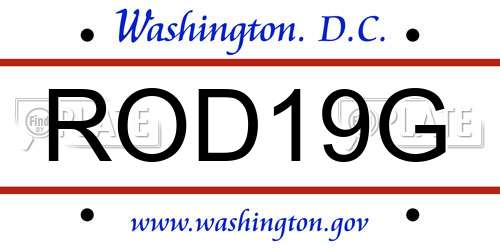 ROD19G District Of Columbia License Plate