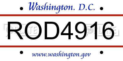 ROD4916 District Of Columbia License Plate