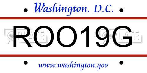 ROO19G District Of Columbia License Plate