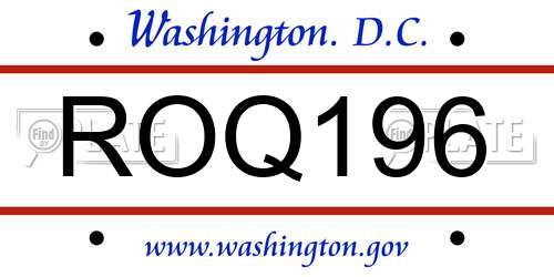 ROQ196 District Of Columbia License Plate