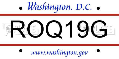 ROQ19G District Of Columbia License Plate