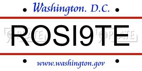 ROSI9TE District Of Columbia License Plate
