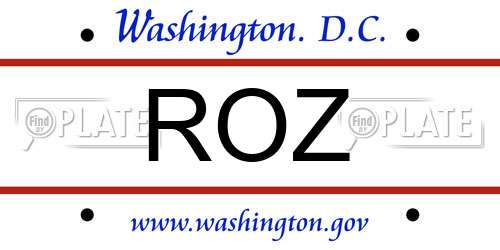 ROZ District Of Columbia License Plate