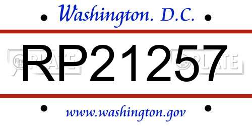 RP21257 District Of Columbia License Plate