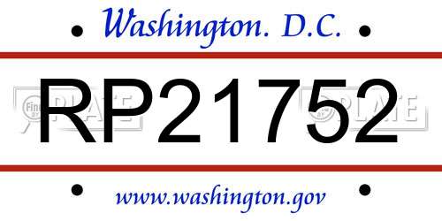 RP21752 District Of Columbia License Plate