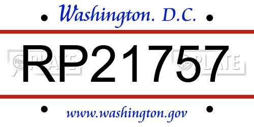 RP21757 District Of Columbia License Plate