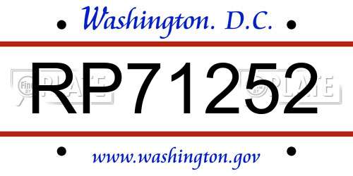 RP71252 District Of Columbia License Plate