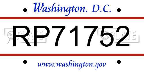 RP71752 District Of Columbia License Plate