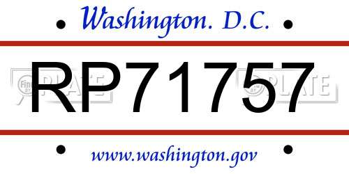 RP71757 District Of Columbia License Plate