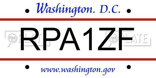 RPA1ZF District Of Columbia License Plate