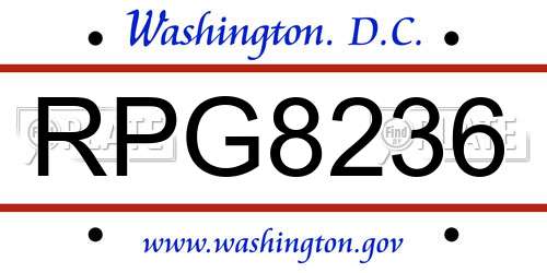 RPG8236 District Of Columbia License Plate